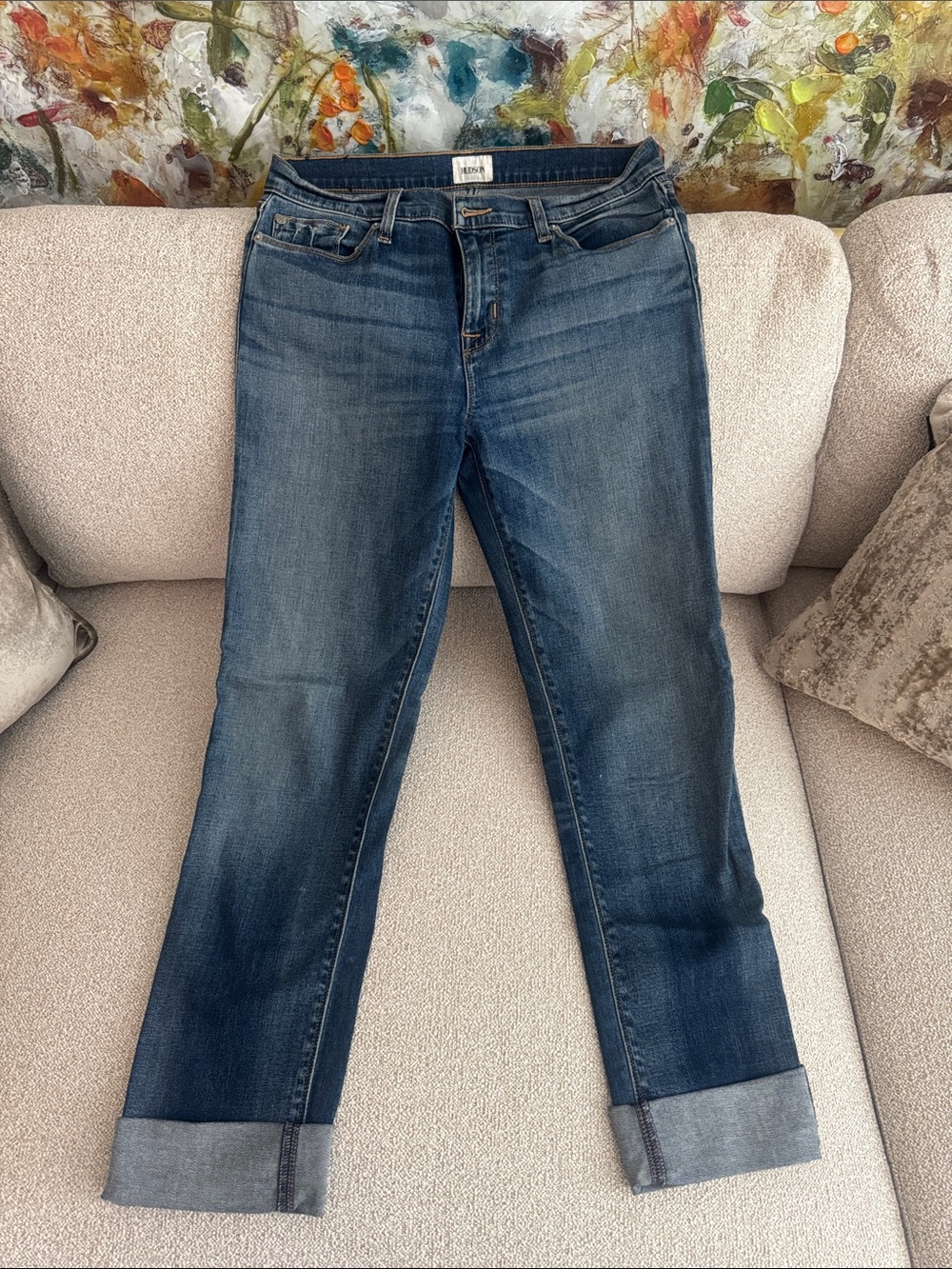 Hudson Jeans Women's Medium Blue Cuffed Boyfriend Jeans